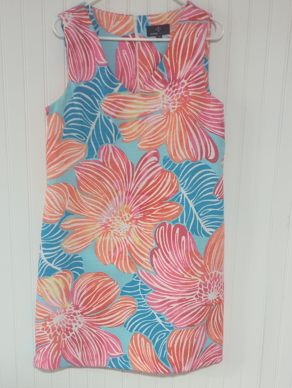 Ronni Nicole Floral Tank Dress in Aqua, Pink & Coral